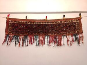 Vintage Gorgeous Hand Knotted Turkmen Ersari Wool Knotted Pile Torba 26 127 Cm