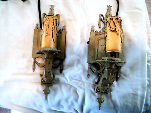 Pair Of Vintage Art Deco Sconces Working Condition Ornate Lights