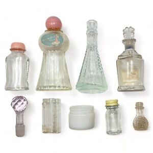 10 Lot Antique Glass Bottles Apothecary Drug Vintage Perfume Bayer Clear