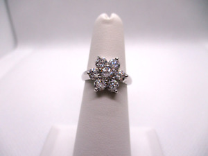 Beautiful 925 Sterling Ring With Sparkling White Cz Flower Design M 13