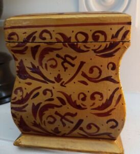 Vtg Hand Made Painted Paper Lacquer Box For Index Cards Or Recipes