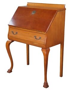 Antique Chippendale Style Walnut Drop Front Secretary Ladies Writing Desk 30 