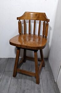 Vintage Ranch Oak Style Western Country Rustic Farmhouse Swivel Bar Stool Chair