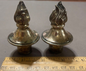 Vintage Sterling Silver Weighted Flame Candlestick Topper Finial Pair B 