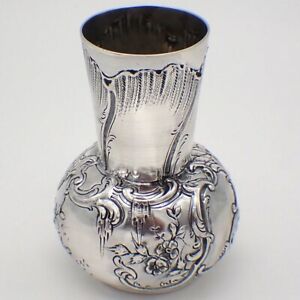 Baroque Design Bud Vase French Sterling Silver Tortez 1890s
