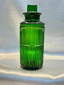 Green Ribbed Apothecary Bottle Pharmacy York Glass Co England Medicine Antique