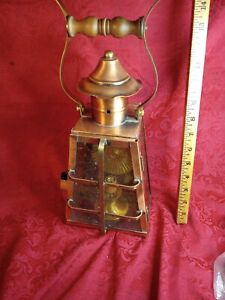 Vintage Metal Wall Light Fixture Wall Sconce Cottage Brass Lantern Amber Glass