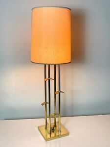 Vintage Mid Century Modern Tall Brass Lamp Table Laurel Lightolier Regency 60s
