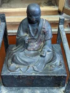 Kukai Monk Buddha Statue 5 1 Inch 18th Century Japanese Antique Edo Era Buddhism