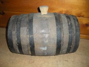 Vintage Metal Banded Wooden Gun Powder Keg Whiskey Barrel