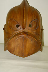 Vintage Japanese Noh Mask Karasu Tengu Hand Carved Wood Beaked Goblin 9 Older