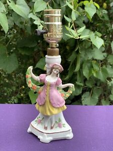 Antique Dresden The Curtsy Germany Meissen Edelweiss Porcelain Lamp Rare Sj8j9
