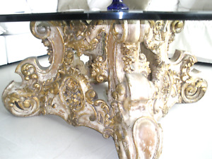 Unusual 35k Exceptional 55 French Antique Gilt Carved Base Coffee Center Table