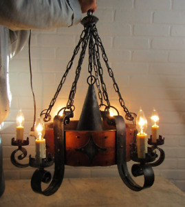 Antique Gothic Tudor Medieval Style Arts Crafts Light Fixture Spain Chandelier