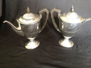 Large Silver Plated Coffee Water Pots Half Fluted Circa 1910
