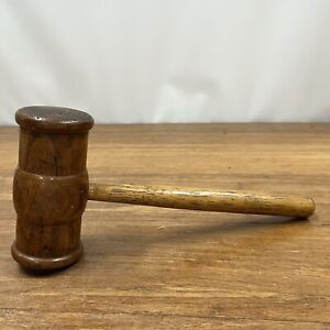 Antique Vintage Judge Gavel Wood Mallet Hammer W Wooden Handle Tool