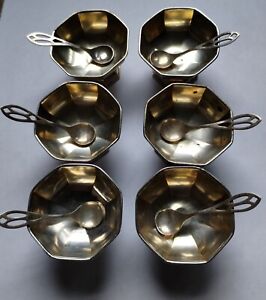 Vintage Webster Sterling Silver Salt Cellars With Spoons Set Of 6 