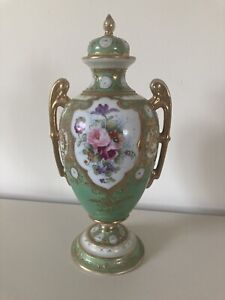 Antique Liberty Co Nippon Vase Lidded Two Handles Green And Gold Gilt Floral 10 