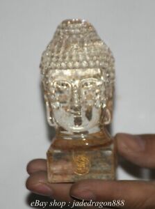 3 6 Tibet Buddhism White Crystal Shakyamuni Buddha Head Bust Statue Sculpture
