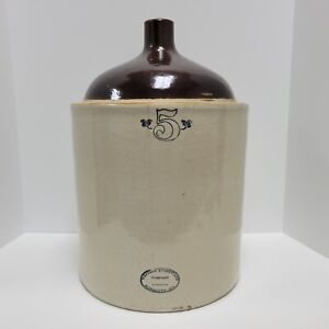 Antique 5 Western Stoneware Company Monmouth Il Two Tone Crock Jug 5 Gallon