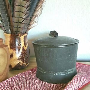 Antique Primitive Handmade Tin Container Great Grandfather S Sugar Bowl