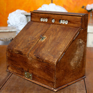 Antique Oak Stationary Box Cabinet Perpetual Calender