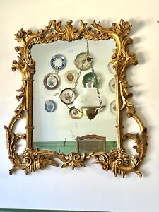Antique French Provincial Rococo Louis Xvi Ornate Gold Wall Mantle Mirror Italy