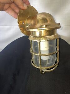 Vintage Nautical Ship Marine Solid Brass Wall Bulkhead Explosion Light Fixture