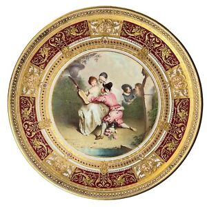 Antique Viennese Porcelain Charger Painted By Antonin Boullemier 1840 1900 