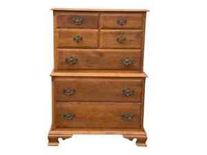 Ethan Allen Chippendale Style Maple High Boy Chest Of Drawers