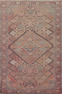 Vintage Geometric Yalameh Living Room Area Rug 7x10 Hand Knotted Wool Carpet