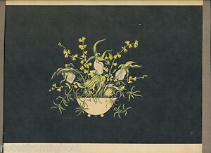 Art Deco Embellished Colored Litho Print Listed Artist Petite Floral