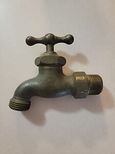 Vintage Brass Water Faucet Tap Spigot Hose Bib Farmhouse Nice Patina Spigot