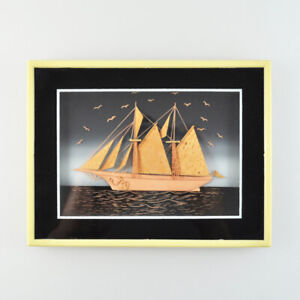 Korkbild Diorama Sailing Ship Framed Handmade Spain