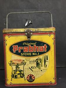 Old Vintage Original Prabhat Stove No 1 Adv Iron Tin Box With Handle