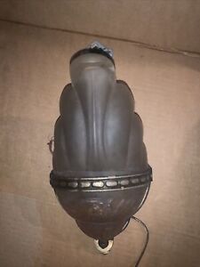 Antique Sign Electrolier Art Deco Slip Shade Wall Sconce Glass Theater