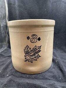 Antique Western Pottery Co Monmouth Illinois 3 Gallon Stoneware Crock Heavy