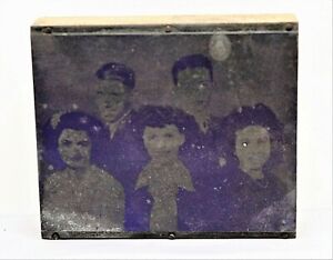 Vintage Steel Negative Printing Plate 1940s Group Of 5 Adults 2 Men 3 Women