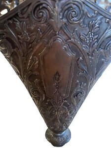 1991 Gsa Godinger Silver Art Nouveau Pierced Flat Fan Shaped Vase Silverplated
