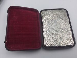 Superb Victorian Cased Solid Silver Card Case By Nathaniel Mills Birm C1848