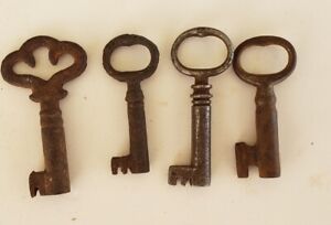 4 Antique Hollow Barrel Skeleton Keys Trunk Cabinet Lap Desk Door Lock Lot2