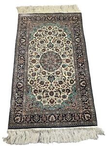 Hand Knotted Vintage Silk Rug Colorful Oriental Design 3 1 X 5 3