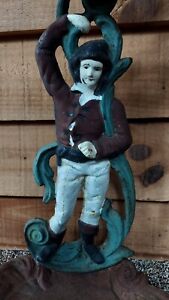 Rare Painted Antique Figural Cast Iron Umbrella Stand European Victorian Man
