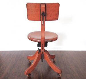 Antique Heywood Wakefield Industrial Desk Chair Office School Wood Cast Iron Vtg