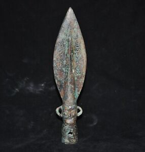 9 6 Old Chinese Dynasty Period Pure Bronze Pattern Ancient Weapon Dagger Sword