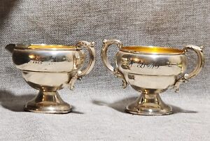925 Sterling Silver Creamer Sugar Gold Wash Weighted Pepperidge Farms Engraved