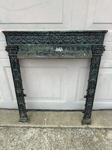 Vintage Very Ornate Early 1900s Cast Iron Fireplace Surround Unusual 