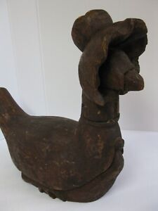 Wooden Mother Goose Paper Mache Mold Hand Carved Sculpture Antique
