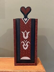 Contemporary Hand Painted Wooden Wall Hanging Dove Tulip Candle Box