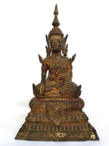 Antique 19th Century Bronze Thai Rattanakosin Buddha Statue From Thailand